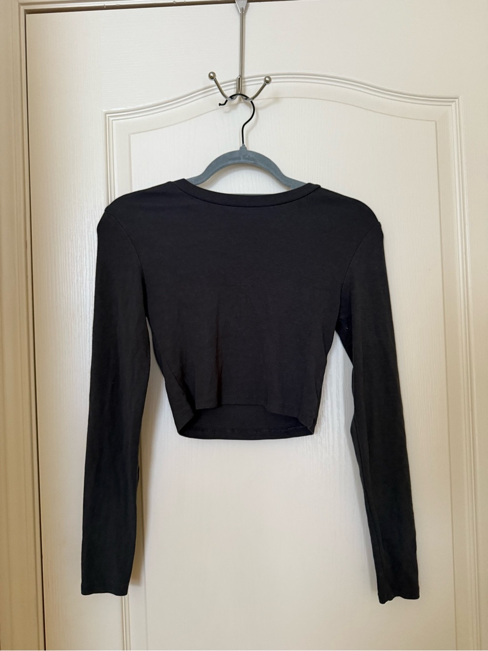 Zara Dark Grey Long-Sleeve Crop Top